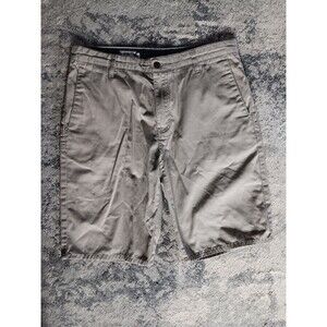 Volcom Mens Mid Rise Embroidered Logo Medium Wash Chino Short Tan Khaki Size 32